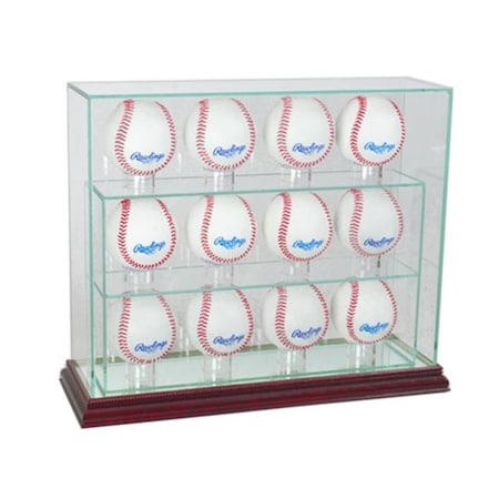 Perfect Cases Perfect Cases 12UPBSB-C 12 Baseball Upright Display Case; Cherry 12UPBSB-C